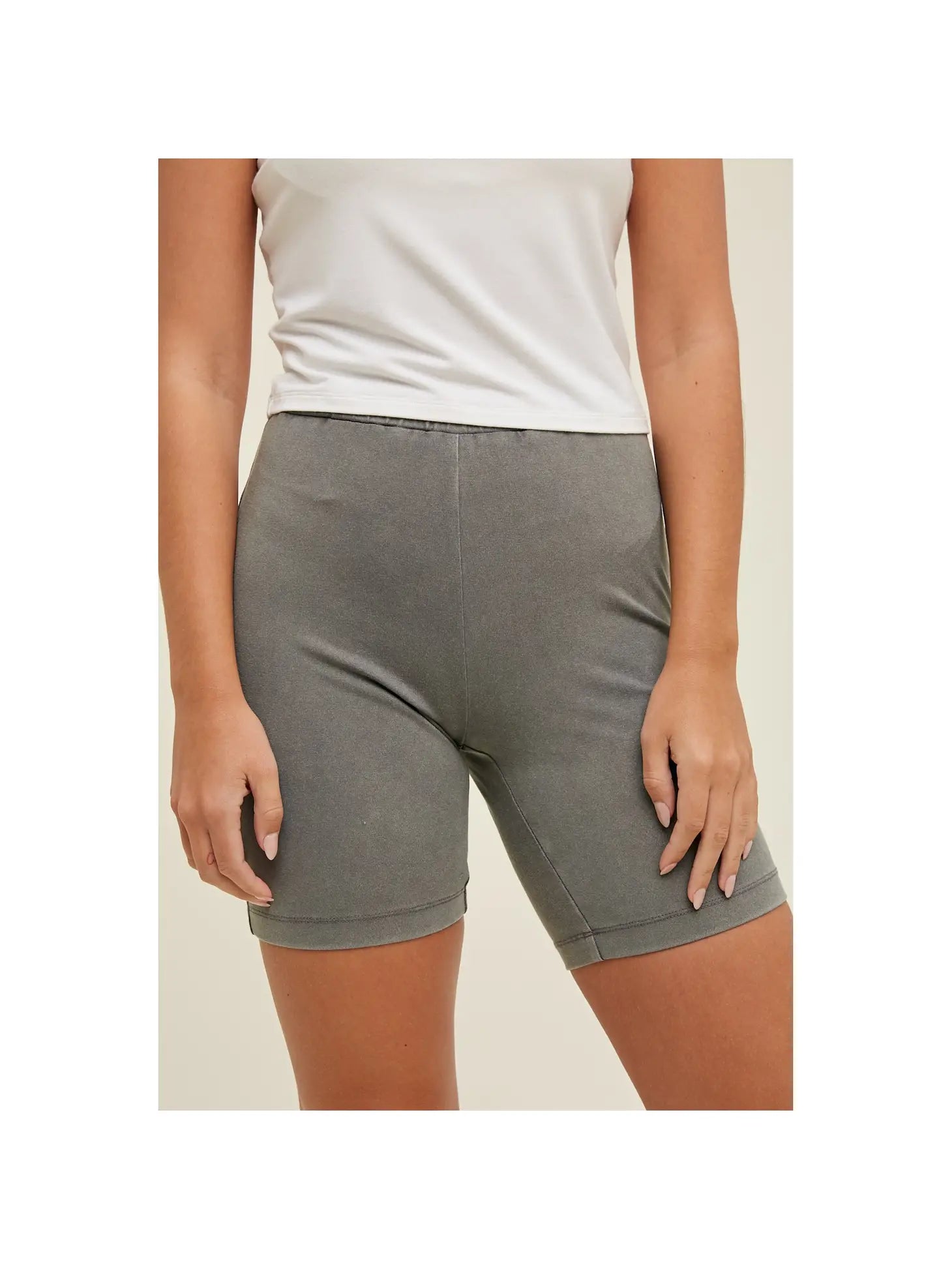 Washed Cotton Biker Shorts | Grey-women - bottoms - shorts-Wishlist-Sister Shirts, Cute & Custom Tees for Mama & Littles in Trussville, Alabama.
