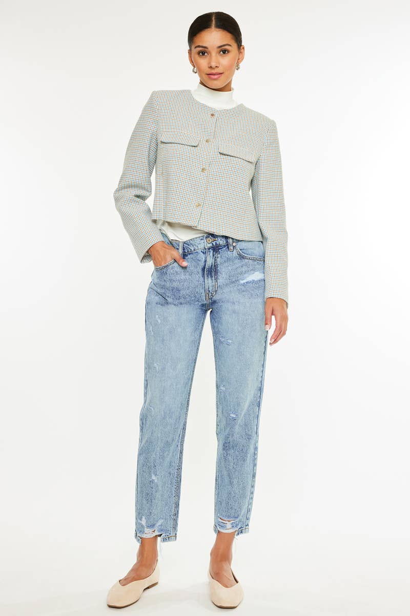 Daily Denim | High Rise Ankle Mom Fit-Women - Bottoms - Pants-Kan Can USA-Sister Shirts, Cute & Custom Tees for Mama & Littles in Trussville, Alabama.