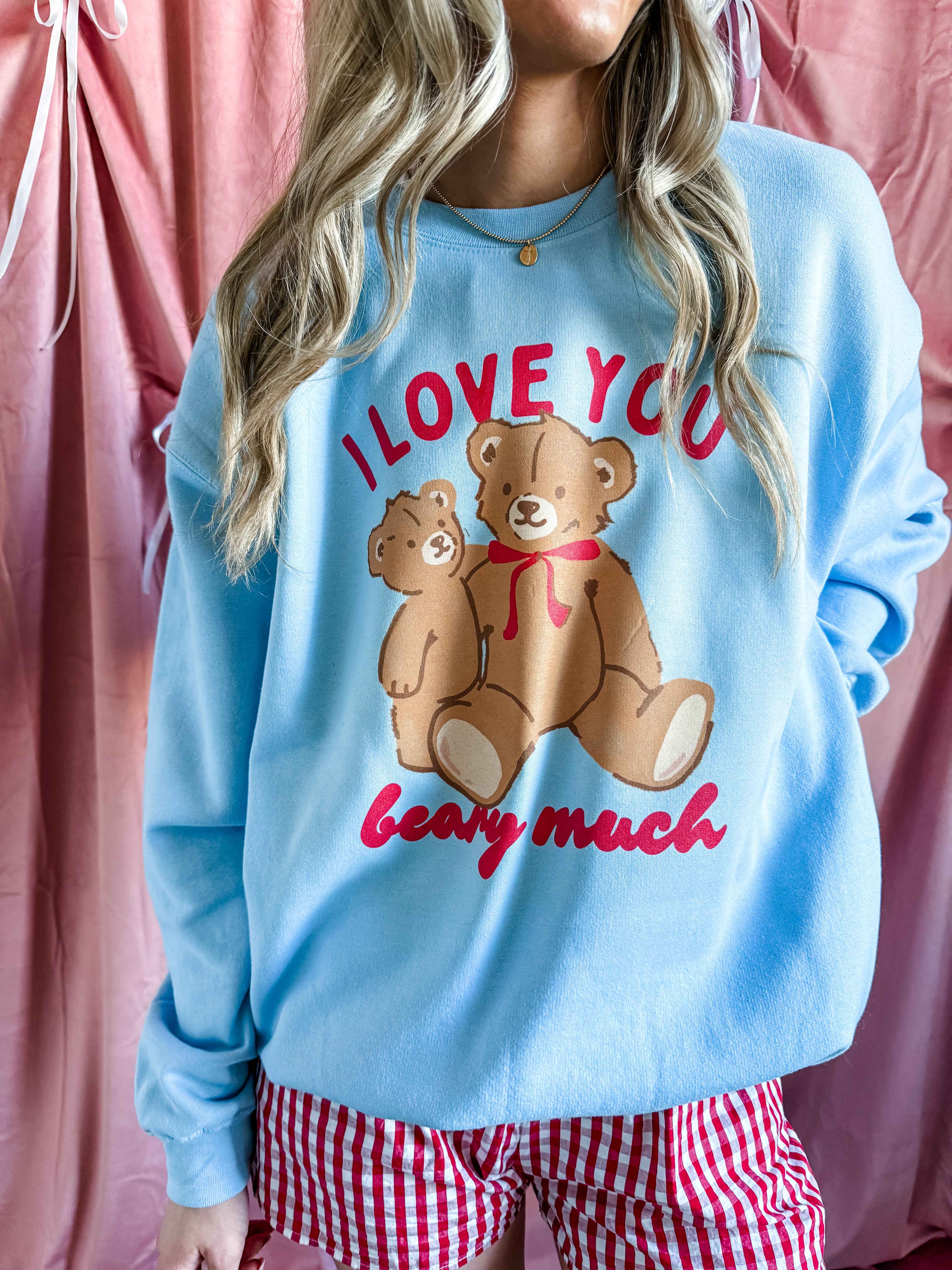 I Love You Beary Much Teddy Bear | Adult Crewneck | RTS-Sister Shirts-Sister Shirts, Cute & Custom Tees for Mama & Littles in Trussville, Alabama.