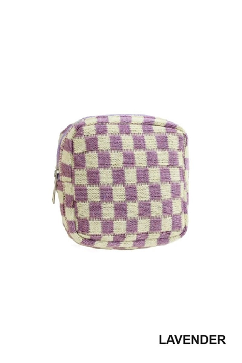 Mini Checkered Travel Pouch in Lavender-Women - Bags-Zenana-Sister Shirts, Cute & Custom Tees for Mama & Littles in Trussville, Alabama.
