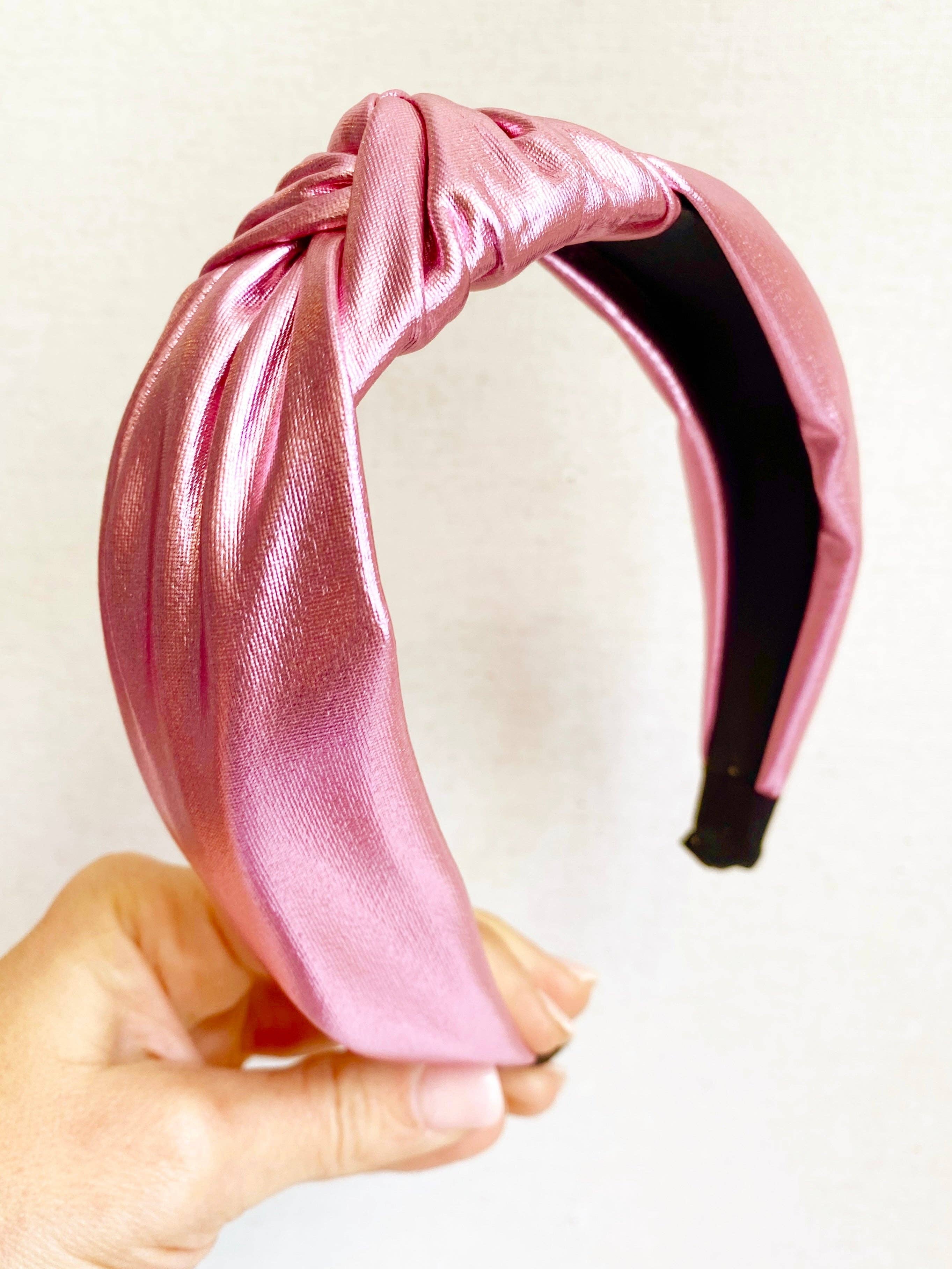 Pink Metallic Headband-Youth - Accessories - Hair-Sandy + Rizzo-Sister Shirts, Cute & Custom Tees for Mama & Littles in Trussville, Alabama.