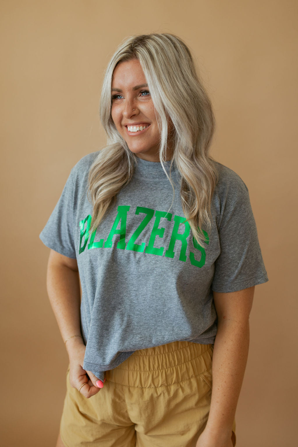 Load image into Gallery viewer, Blazers Foil | Mom Crop Tee-Adult Tee-Sister Shirts-Sister Shirts, Cute &amp;amp; Custom Tees for Mama &amp;amp; Littles in Trussville, Alabama.
