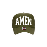 Can I Get an Amen? in Olive | Adult Trucker Hat-Hats-Sister Shirts-Sister Shirts, Cute & Custom Tees for Mama & Littles in Trussville, Alabama.