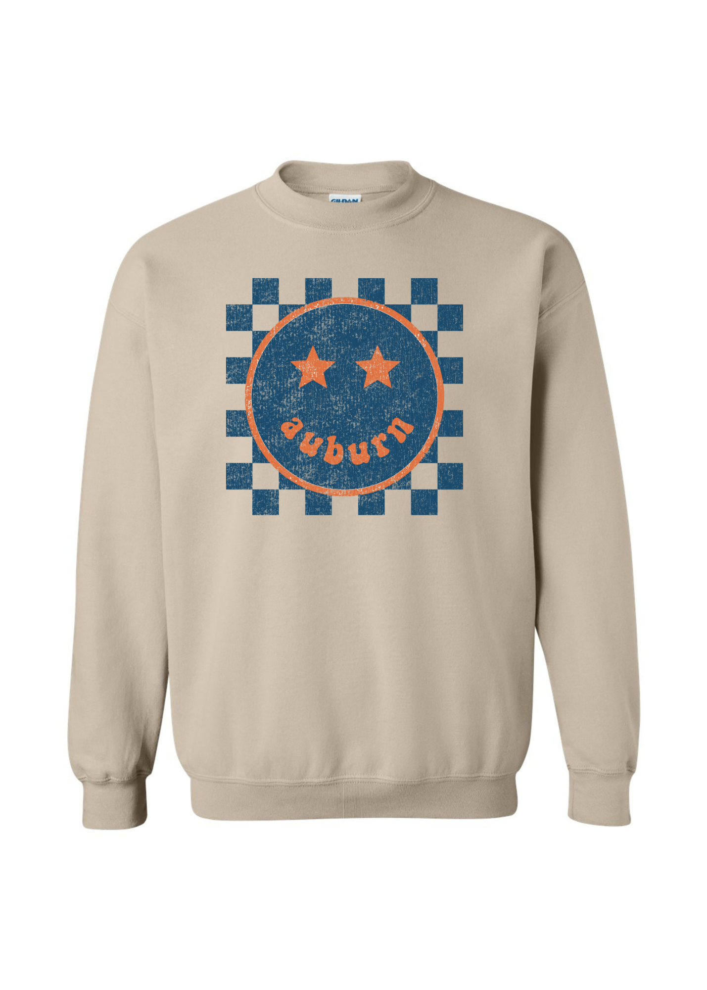 Auburn Happy Checkered | Adult Crewneck-Women - Tops - Crewnecks-Sister Shirts-Sister Shirts, Cute & Custom Tees for Mama & Littles in Trussville, Alabama.