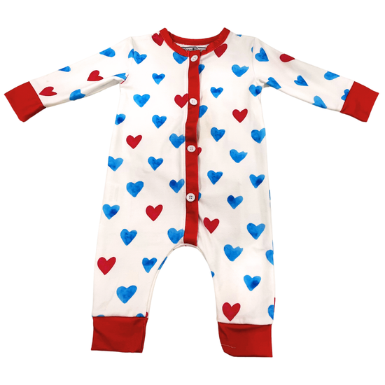 Blue Hearts | One-Piece Butt Flap Pajamas-Sister Shirts-Sister Shirts, Cute & Custom Tees for Mama & Littles in Trussville, Alabama.