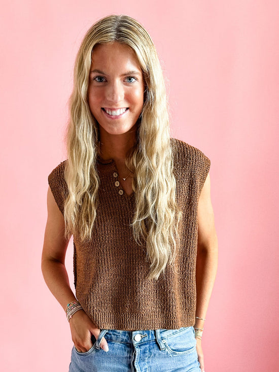 The Sutton in Toffee | Sweater Vest-Women - Tops - Blouses-Zenana-Sister Shirts, Cute & Custom Tees for Mama & Littles in Trussville, Alabama.