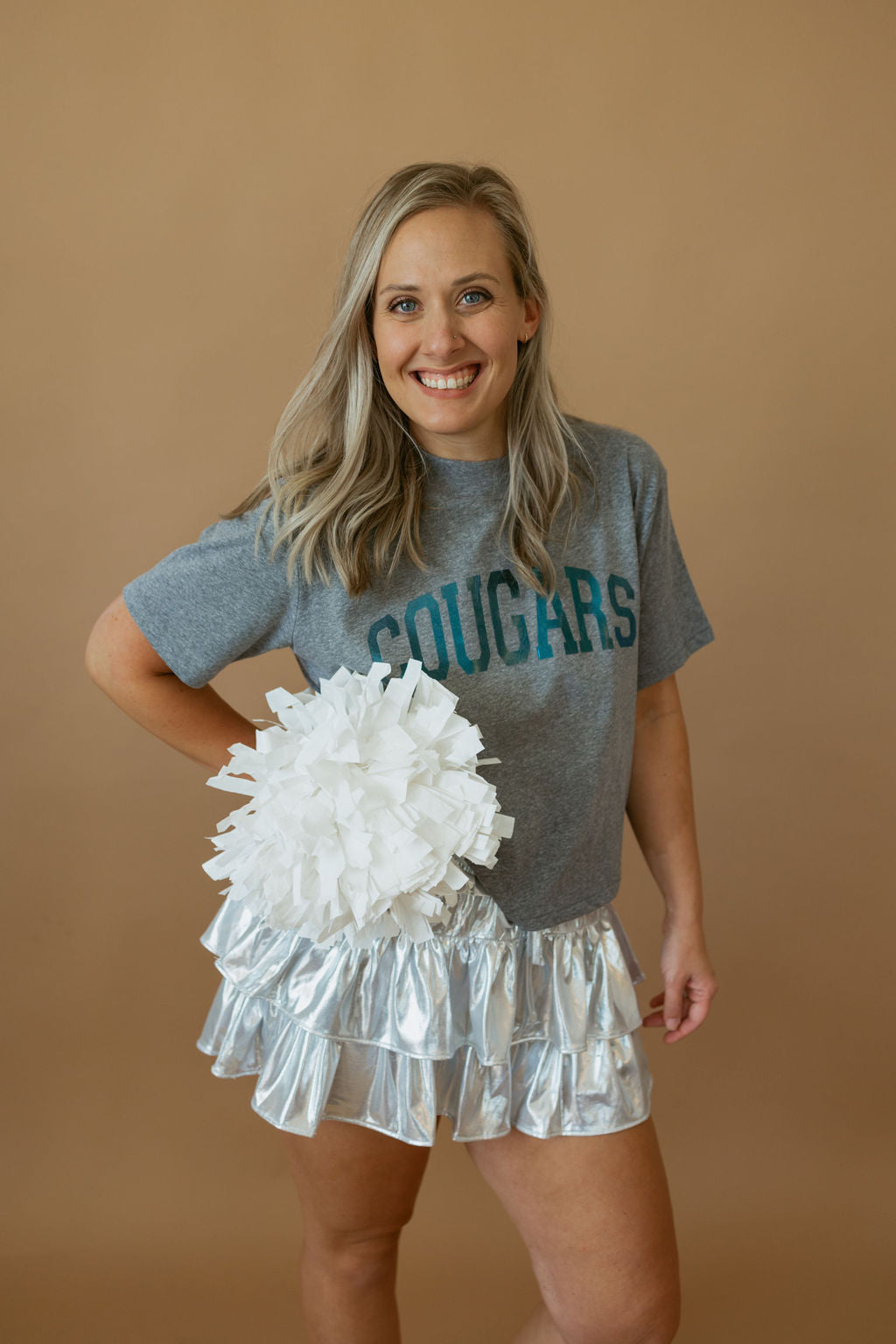 Cougars Foil | Mom Crop Tee-Womens - Tops - Tees-Sister Shirts-Sister Shirts, Cute & Custom Tees for Mama & Littles in Trussville, Alabama.