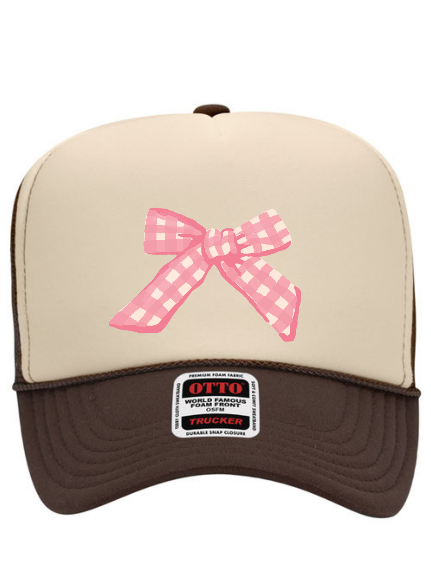 Gingham Bow | Adult Trucker-Women - Accessories - Hats-Sister Shirts-Sister Shirts, Cute & Custom Tees for Mama & Littles in Trussville, Alabama.