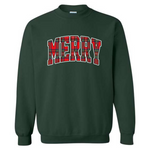 Merry | Plaid Crewneck | RTS-Sister Shirts-Sister Shirts, Cute & Custom Tees for Mama & Littles in Trussville, Alabama.