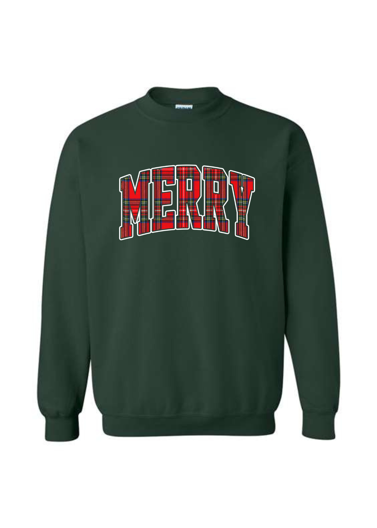 Merry | Plaid Crewneck | RTS-Sister Shirts-Sister Shirts, Cute & Custom Tees for Mama & Littles in Trussville, Alabama.