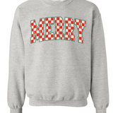 Checkered Merry | Adult Crewneck | RTS-Sister Shirts-Sister Shirts, Cute & Custom Tees for Mama & Littles in Trussville, Alabama.