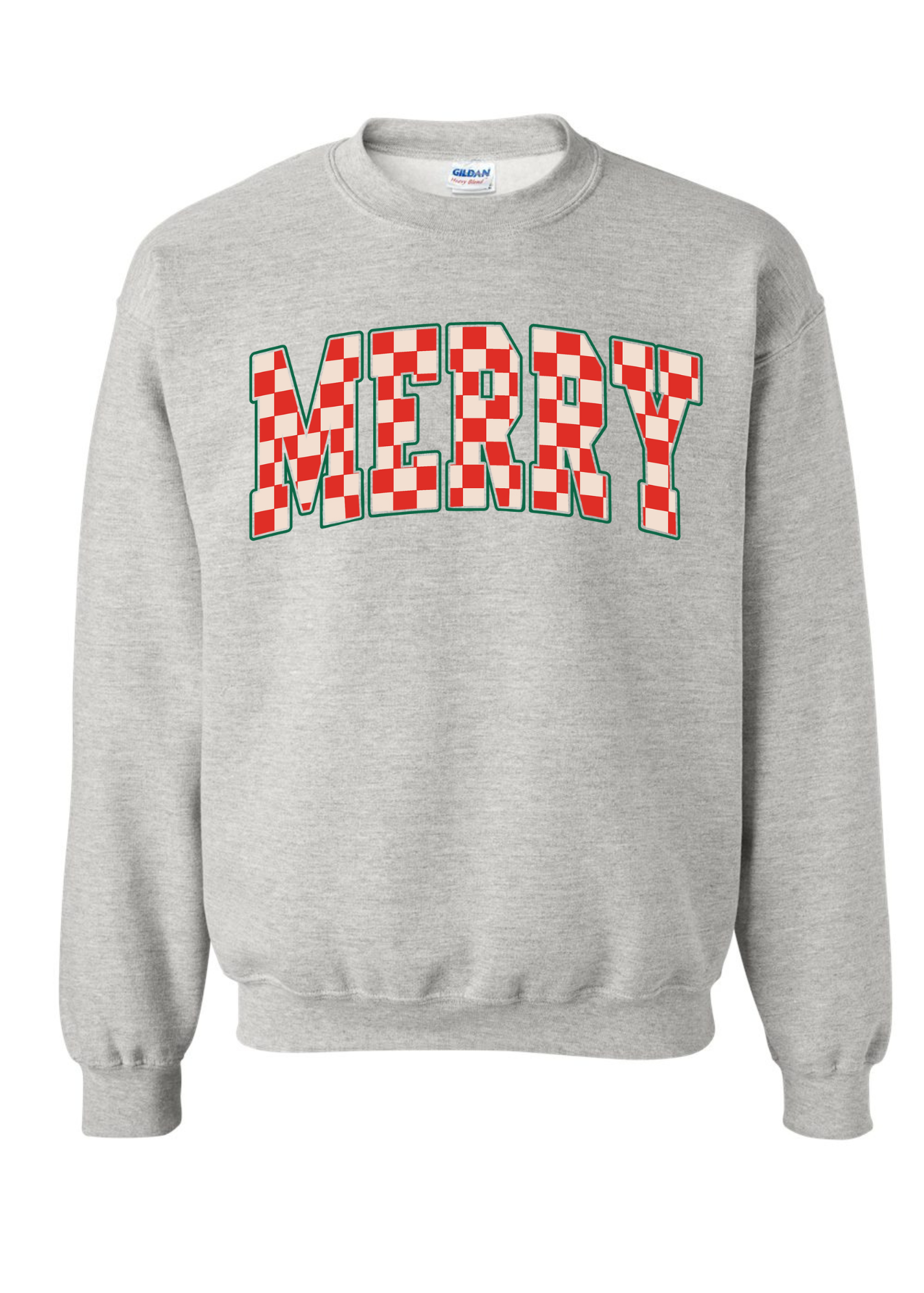 Checkered Merry | Adult Crewneck-Sister Shirts-Sister Shirts, Cute & Custom Tees for Mama & Littles in Trussville, Alabama.