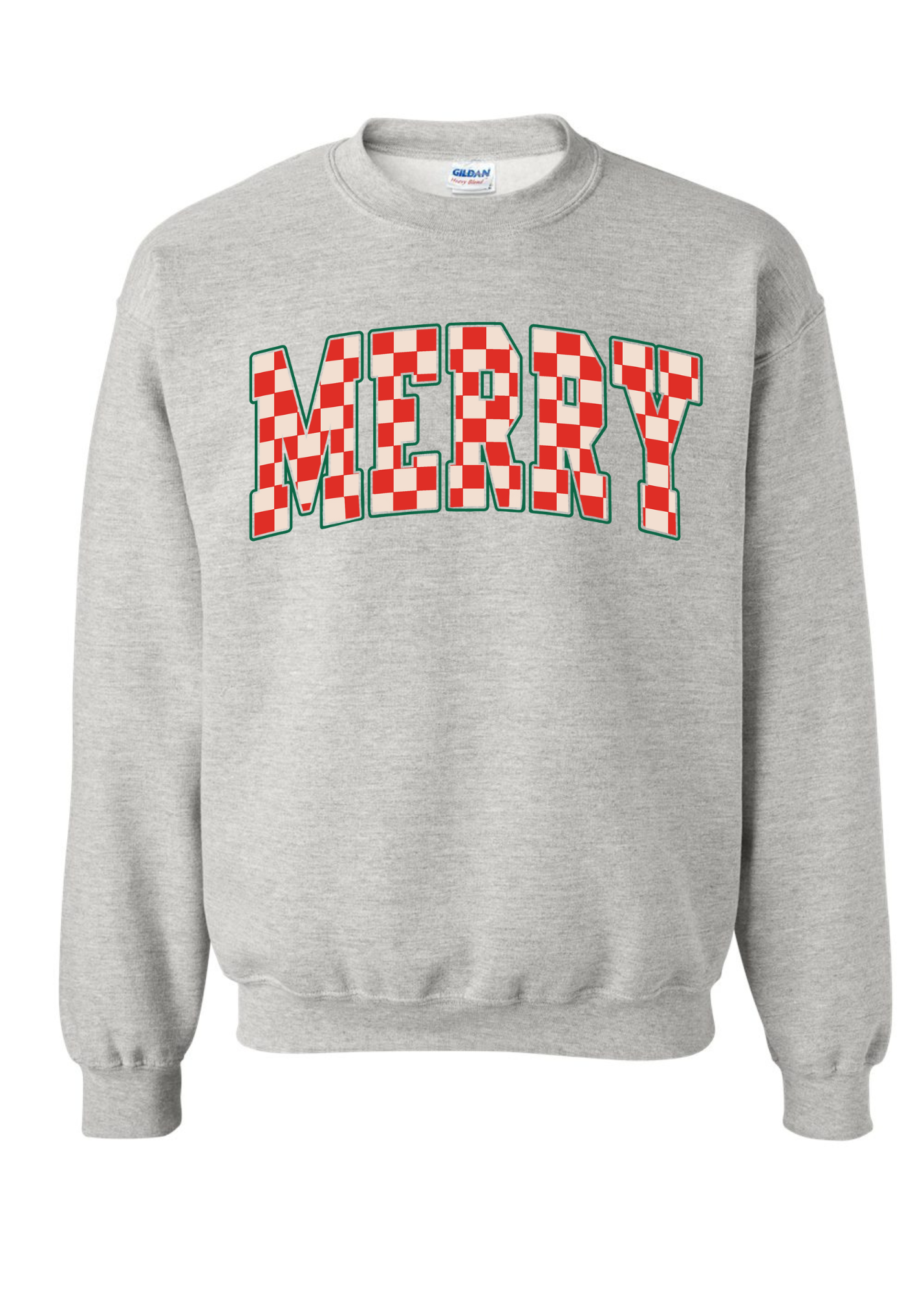 Checkered Merry | Adult Crewneck | RTS-Sister Shirts-Sister Shirts, Cute & Custom Tees for Mama & Littles in Trussville, Alabama.