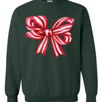 Candy Cane Bow | Adult Crewneck-Sister Shirts-Sister Shirts, Cute & Custom Tees for Mama & Littles in Trussville, Alabama.