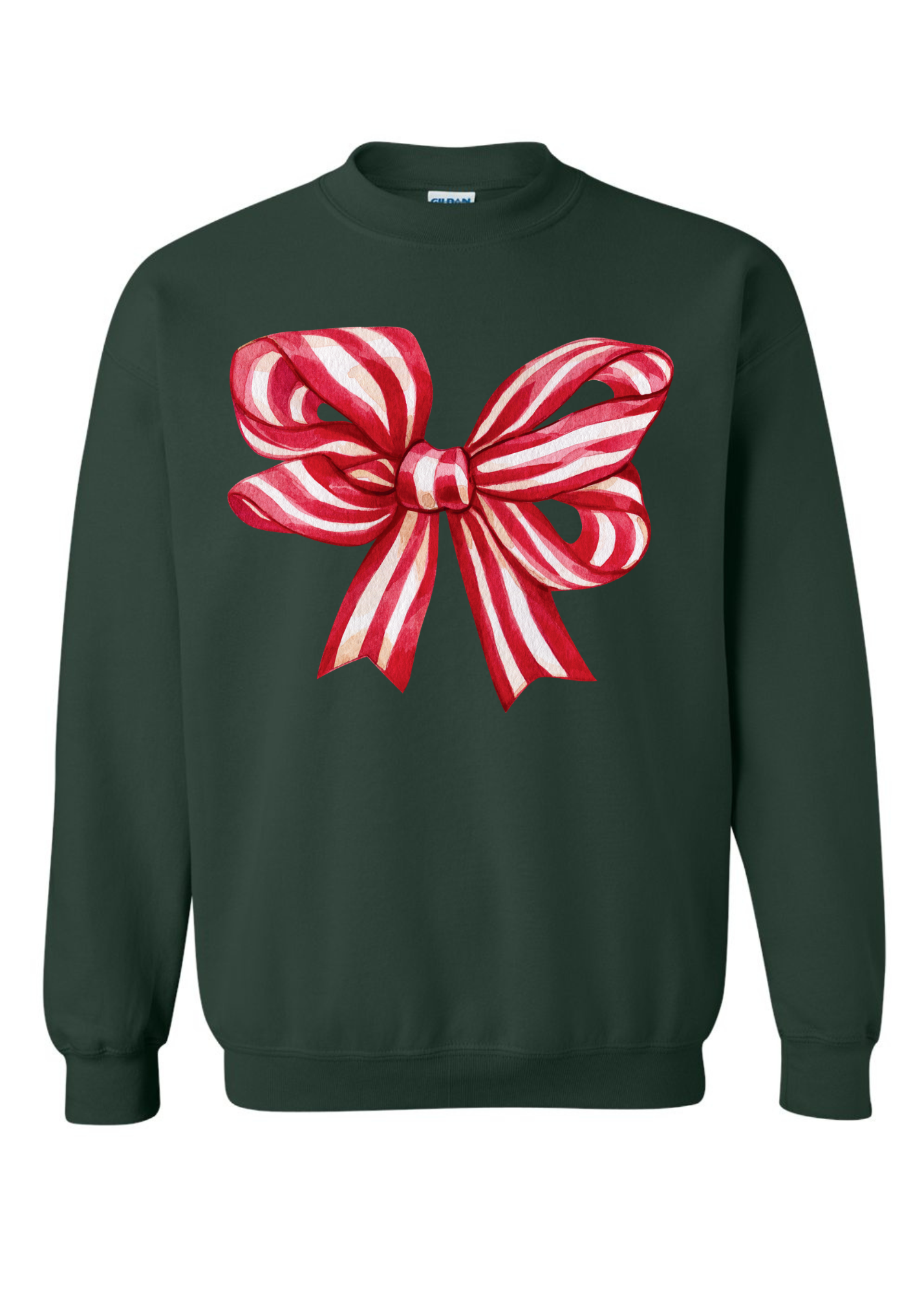 Candy Cane Bow | Adult Crewneck-Sister Shirts-Sister Shirts, Cute & Custom Tees for Mama & Littles in Trussville, Alabama.