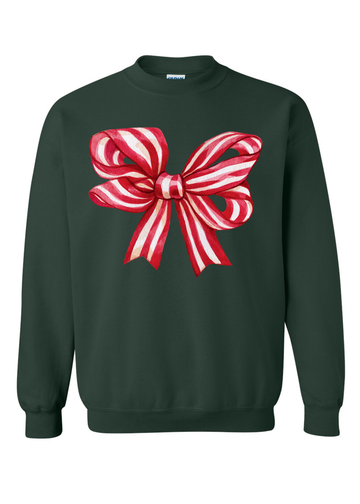 Candy Cane Bow | Adult Crewneck | RTS-Sister Shirts-Sister Shirts, Cute & Custom Tees for Mama & Littles in Trussville, Alabama.