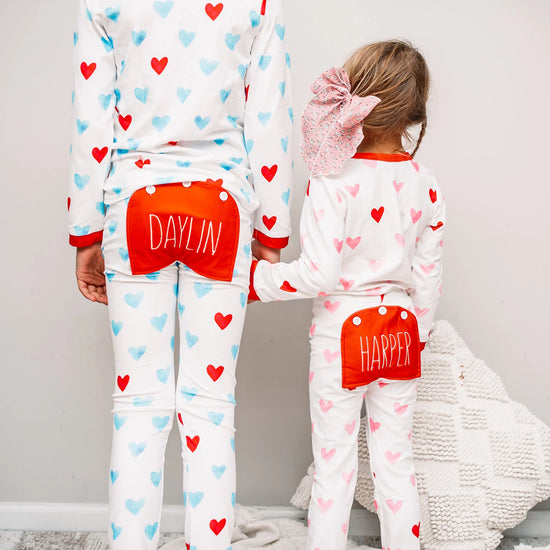 Pink Hearts | Ruffle Butt Flap Pajamas-Sister Shirts-Sister Shirts, Cute & Custom Tees for Mama & Littles in Trussville, Alabama.