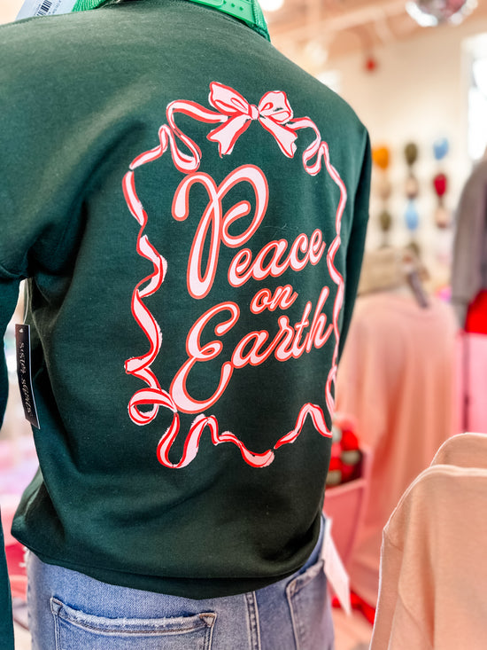 Peace On Earth | Adult Crewneck | RTS-Sister Shirts-Sister Shirts, Cute & Custom Tees for Mama & Littles in Trussville, Alabama.