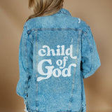 Child of God Distressed Denim Jacket | RTS-Women - Outerwear - Jackets-BLUE AGE-Sister Shirts, Cute & Custom Tees for Mama & Littles in Trussville, Alabama.