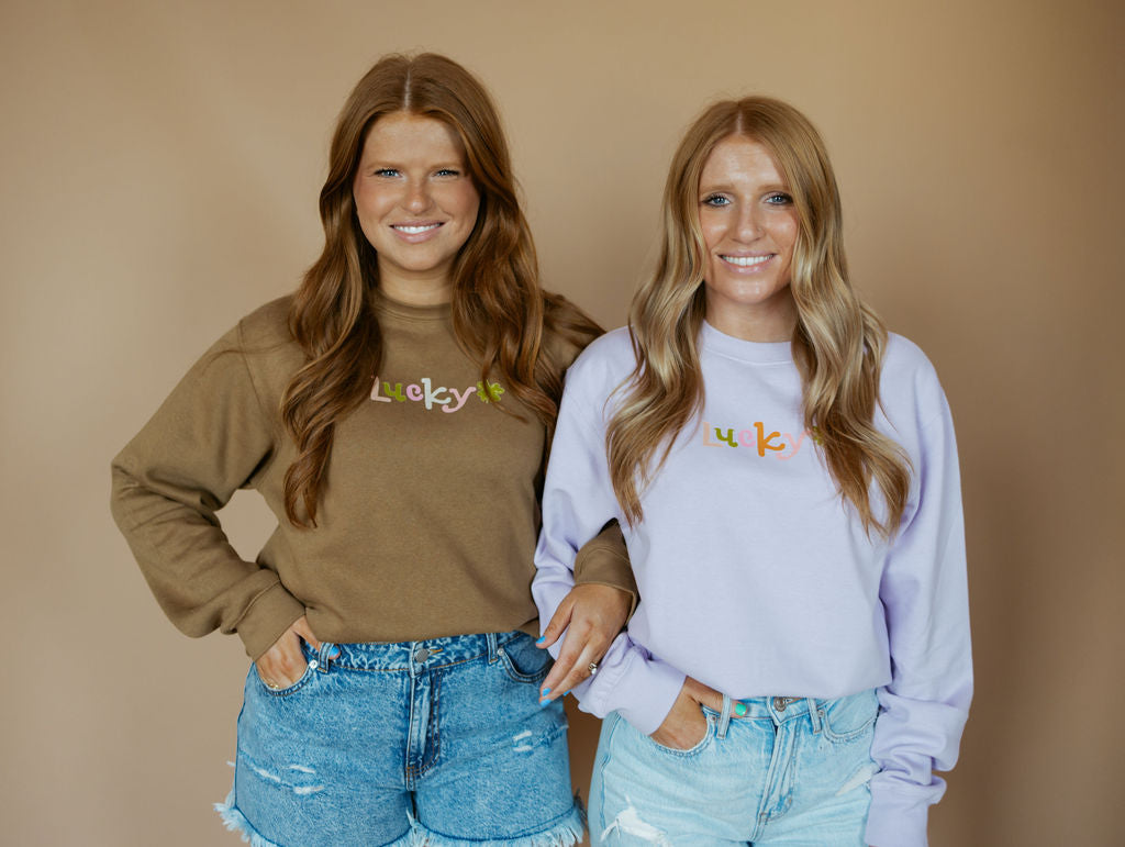 Lucky Minimal | Adult Crewneck | RTS-Adult Crewneck-Sister Shirts-Sister Shirts, Cute & Custom Tees for Mama & Littles in Trussville, Alabama.