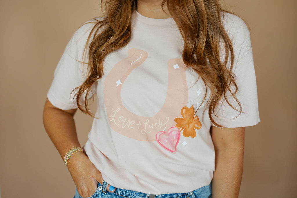 Love + Luck Horseshoe | Adult Tee | RTS-Adult Tee-Sister Shirts-Sister Shirts, Cute & Custom Tees for Mama & Littles in Trussville, Alabama.
