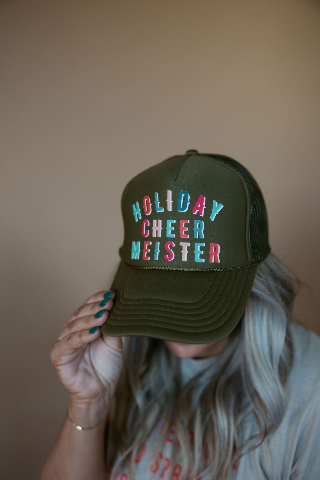 Holiday Cheer Meister | Youth + Adult Trucker Hat-Hats-Sister Shirts-Sister Shirts, Cute & Custom Tees for Mama & Littles in Trussville, Alabama.