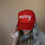 Merry | Youth + Adult Trucker Hat-Hats-Sister Shirts-Sister Shirts, Cute & Custom Tees for Mama & Littles in Trussville, Alabama.