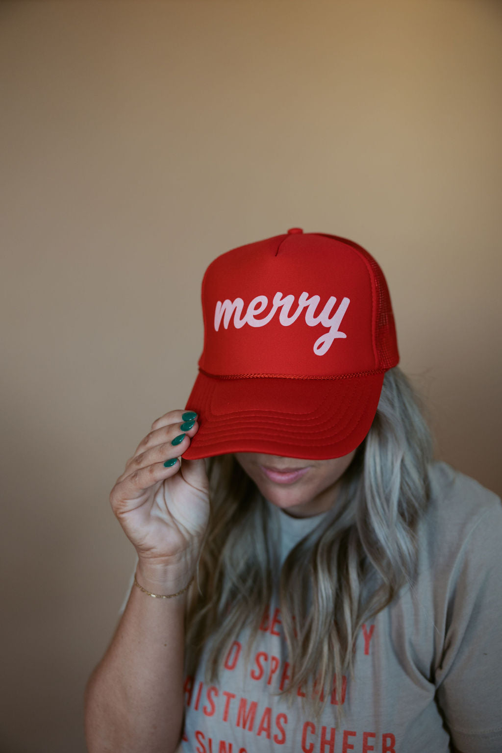 Merry | Adult Trucker Hat-Hats-Sister Shirts-Sister Shirts, Cute & Custom Tees for Mama & Littles in Trussville, Alabama.