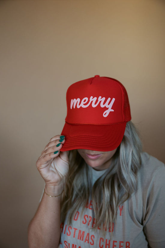 Merry | Youth + Adult Trucker Hat-Hats-Sister Shirts-Sister Shirts, Cute & Custom Tees for Mama & Littles in Trussville, Alabama.