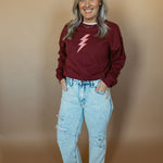 Pink Multi Spotted Bolt | Adult Crewneck | RTS-Adult Crewneck-Sister Shirts-Sister Shirts, Cute & Custom Tees for Mama & Littles in Trussville, Alabama.