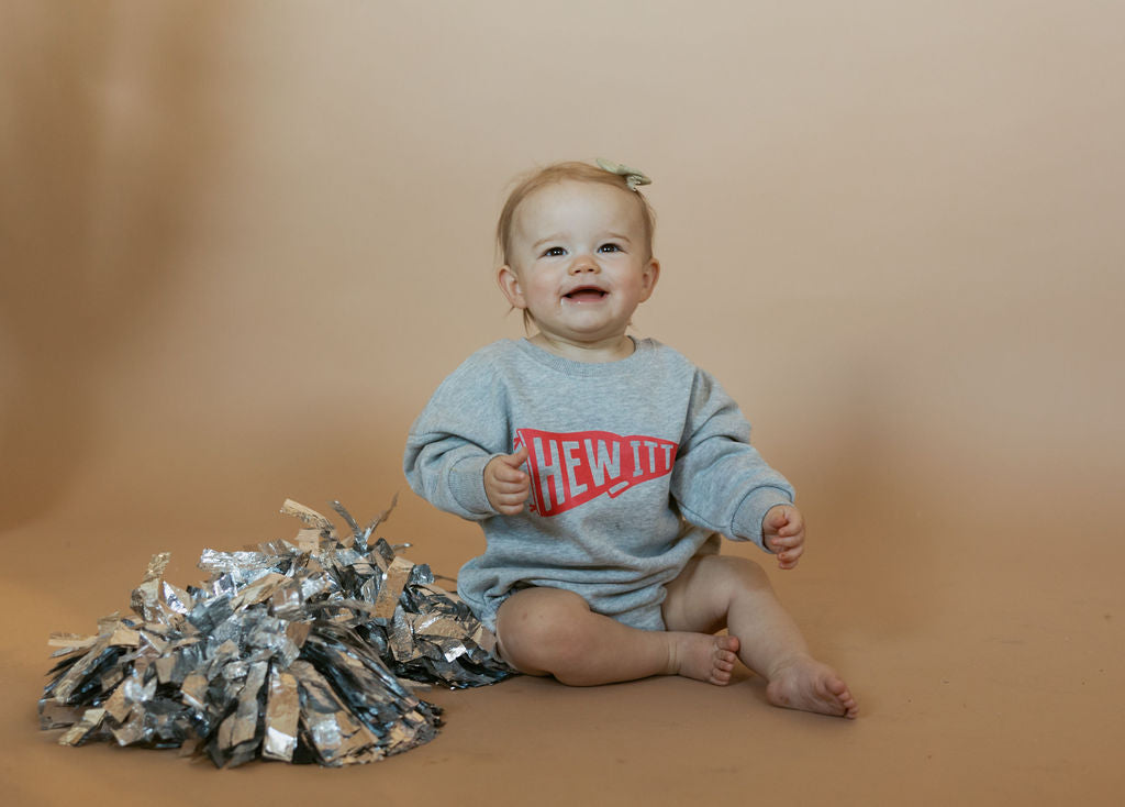 Hewitt Pennant | Sweatshirt Bubble Romper-Sister Shirts-Sister Shirts, Cute & Custom Tees for Mama & Littles in Trussville, Alabama.