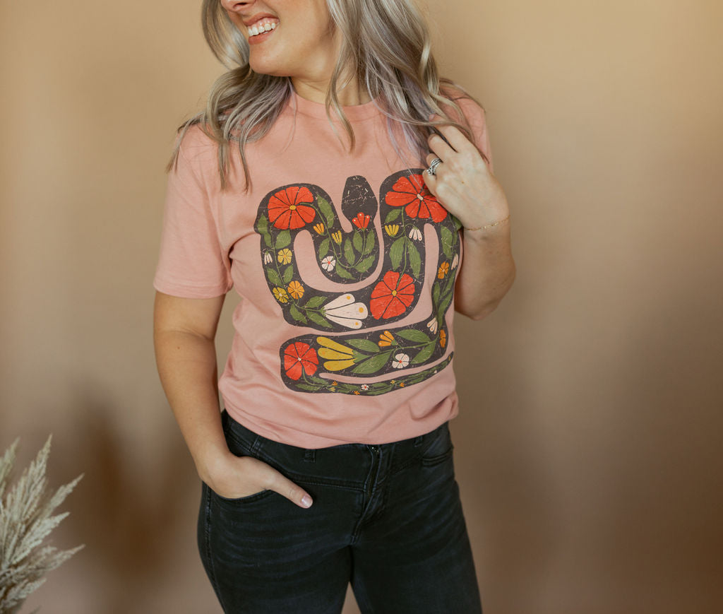 Floral Snake | Adult Tee | RTS-Adult Tee-Sister Shirts-Sister Shirts, Cute & Custom Tees for Mama & Littles in Trussville, Alabama.