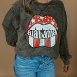 Alabama Distressed Lips | Adult Mineral Wash Crewneck-Women - Tops - Crewnecks-Sister Shirts-Sister Shirts, Cute & Custom Tees for Mama & Littles in Trussville, Alabama.