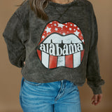 Alabama Distressed Lips | Adult Mineral Wash Crewneck-Women - Tops - Crewnecks-Sister Shirts-Sister Shirts, Cute & Custom Tees for Mama & Littles in Trussville, Alabama.