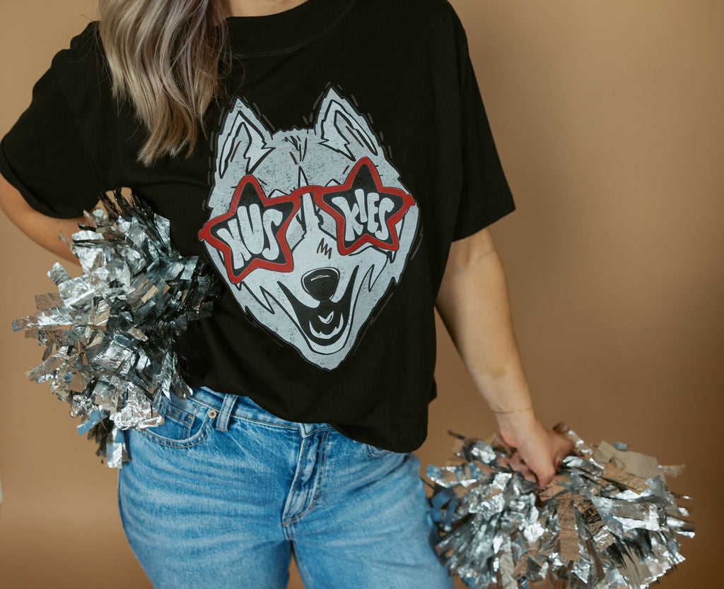 Huskies Glasses | Mom Crop Tee | RTS-Cropped Tees-Sister Shirts-Sister Shirts, Cute & Custom Tees for Mama & Littles in Trussville, Alabama.