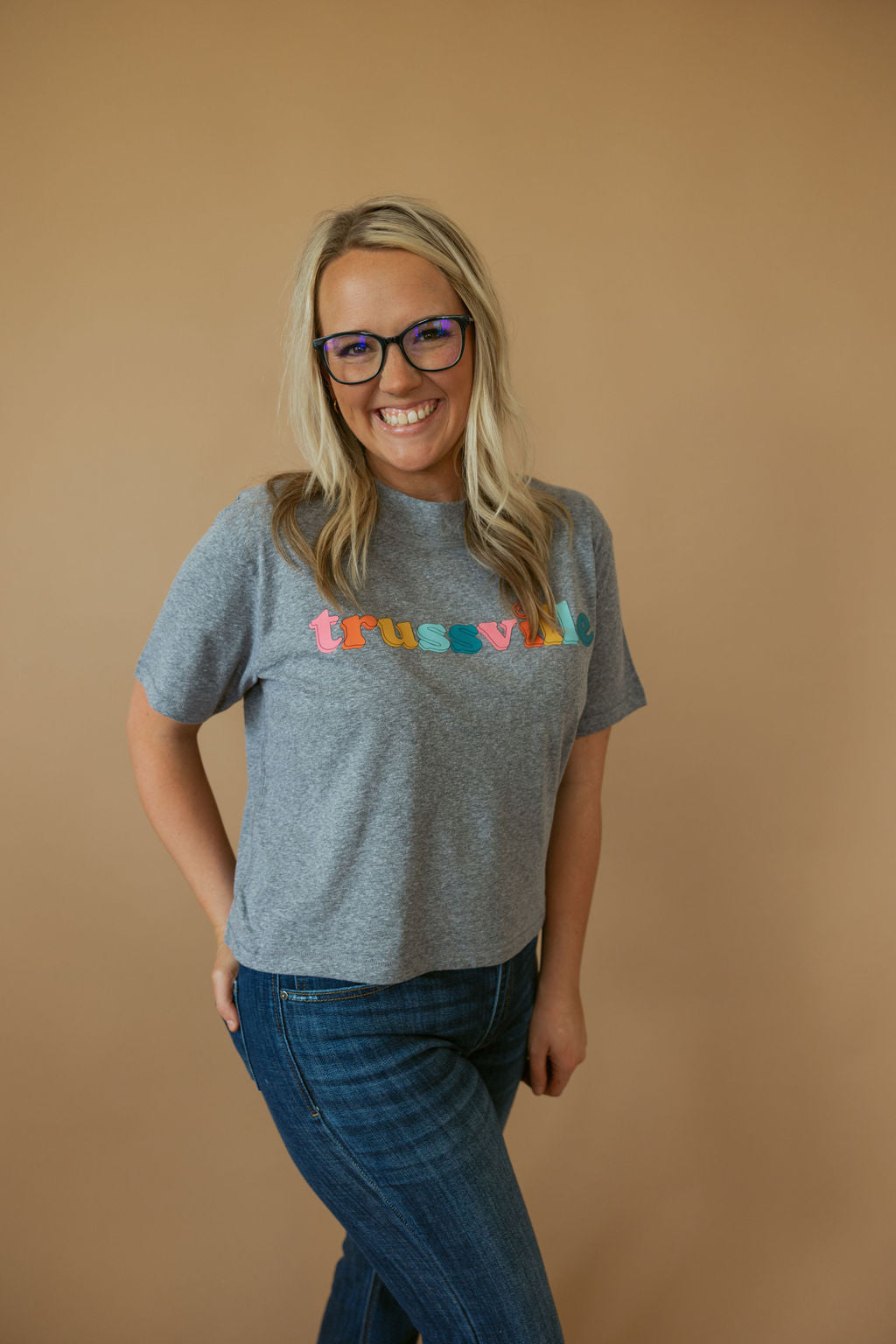 Trussville Multi Happy | Mom Crop Tee-Womens - Tops - Tees-Sister Shirts-Sister Shirts, Cute & Custom Tees for Mama & Littles in Trussville, Alabama.