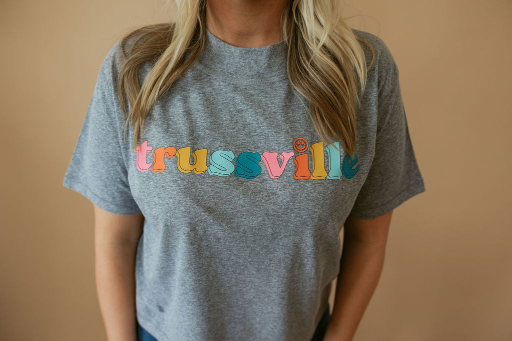 Trussville Multi Happy | Mom Crop Tee | RTS-Cropped Tees-Sister Shirts-Sister Shirts, Cute & Custom Tees for Mama & Littles in Trussville, Alabama.