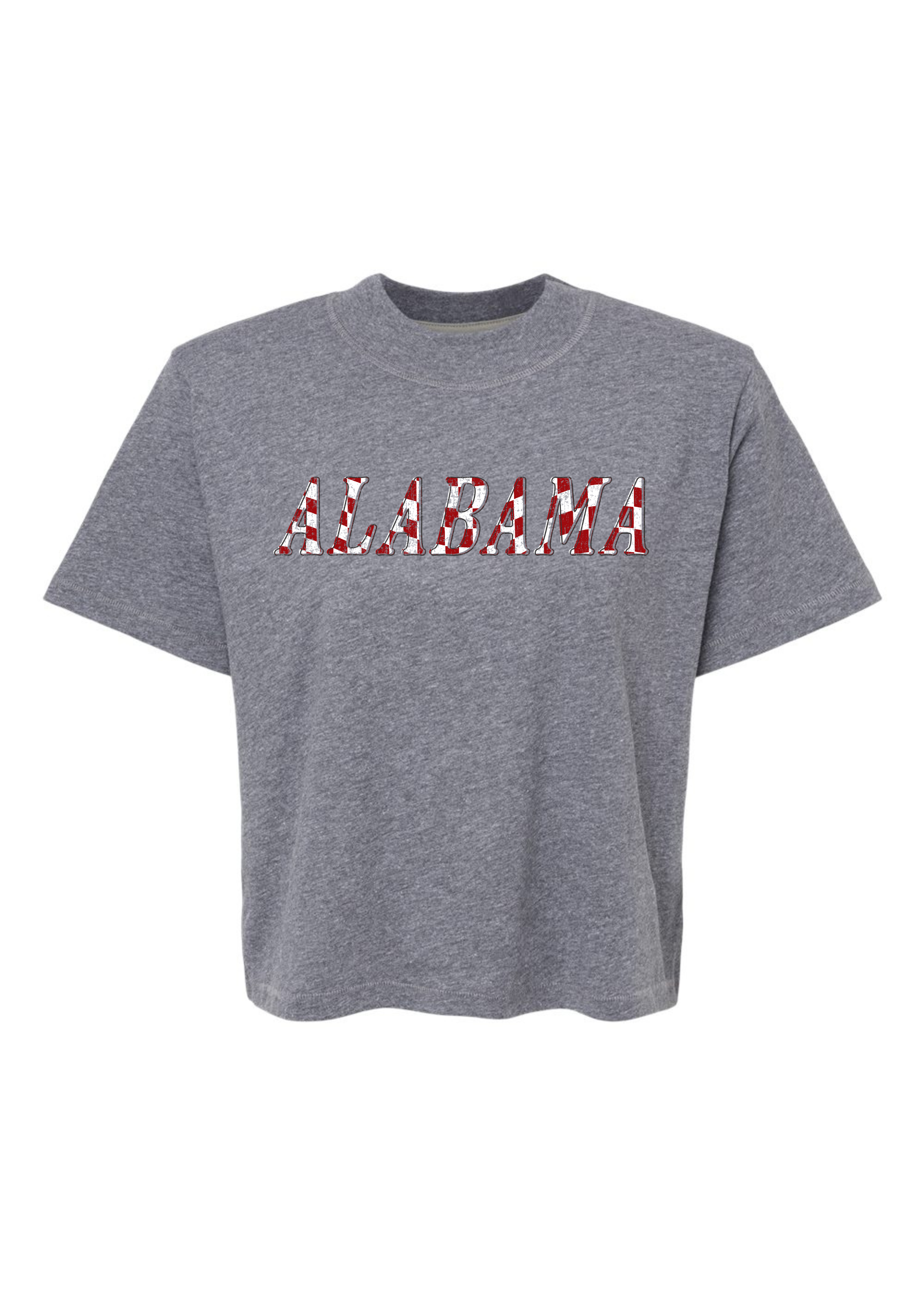 Alabama Checkered | Mom Crop Tee-Womens - Tops - Tees-Sister Shirts-Sister Shirts, Cute & Custom Tees for Mama & Littles in Trussville, Alabama.