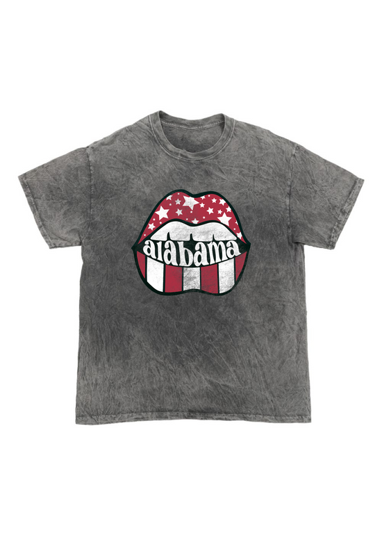 Alabama Distressed Lips | Kids Mineral Wash Tee | RTS-Kids Tees-Sister Shirts-Sister Shirts, Cute & Custom Tees for Mama & Littles in Trussville, Alabama.