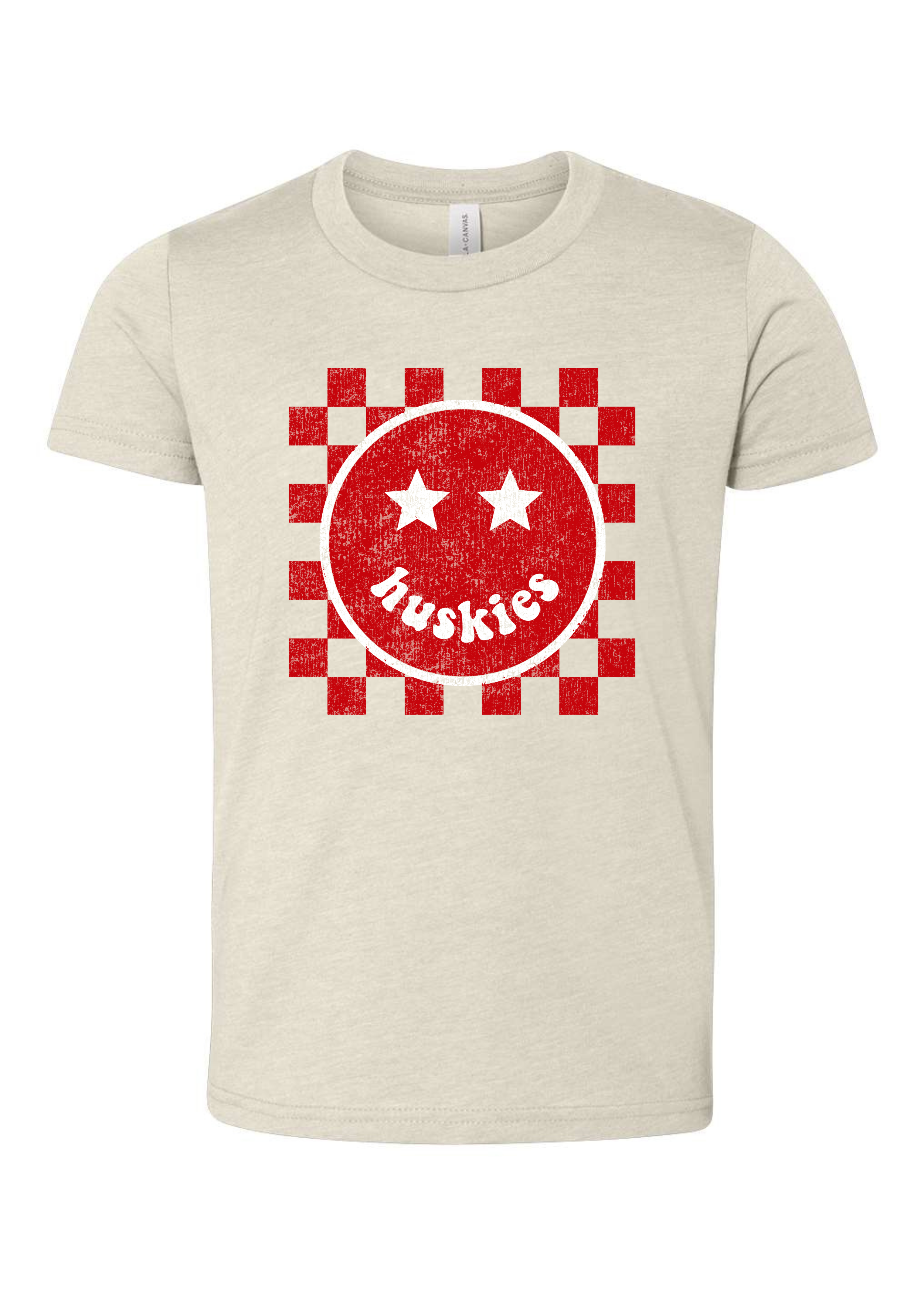 Huskies Happy Checkered | Kids Tee-Youth - Tops - Tees-Sister Shirts-Sister Shirts, Cute & Custom Tees for Mama & Littles in Trussville, Alabama.
