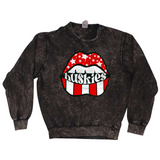 Huskies Distressed Lips | Adult Mineral Wash Crewneck-Women - Tops - Crewnecks-Sister Shirts-Sister Shirts, Cute & Custom Tees for Mama & Littles in Trussville, Alabama.