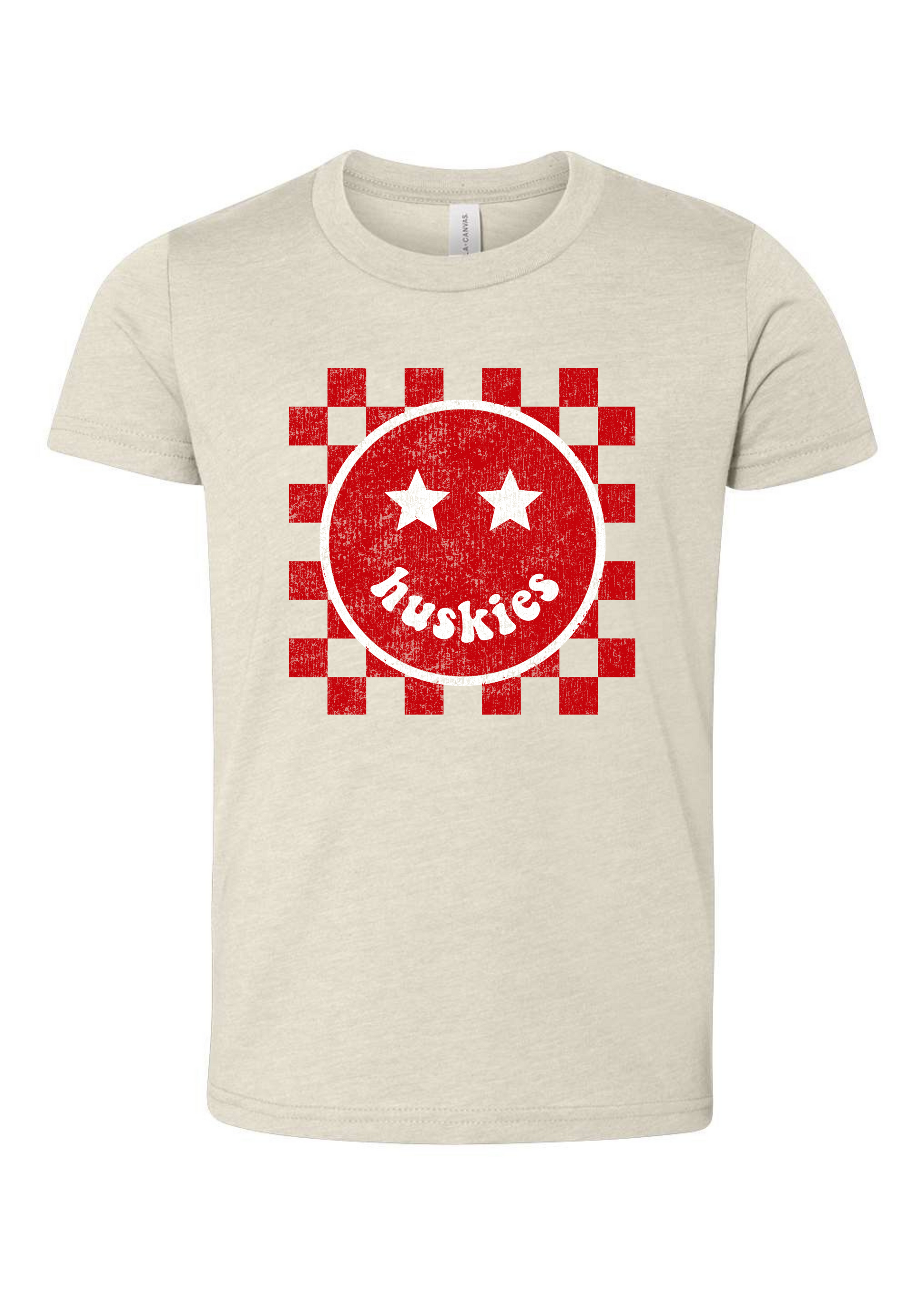 Huskies Happy Checkered | Kids Tee-Kids Tees-Sister Shirts-Sister Shirts, Cute & Custom Tees for Mama & Littles in Trussville, Alabama.