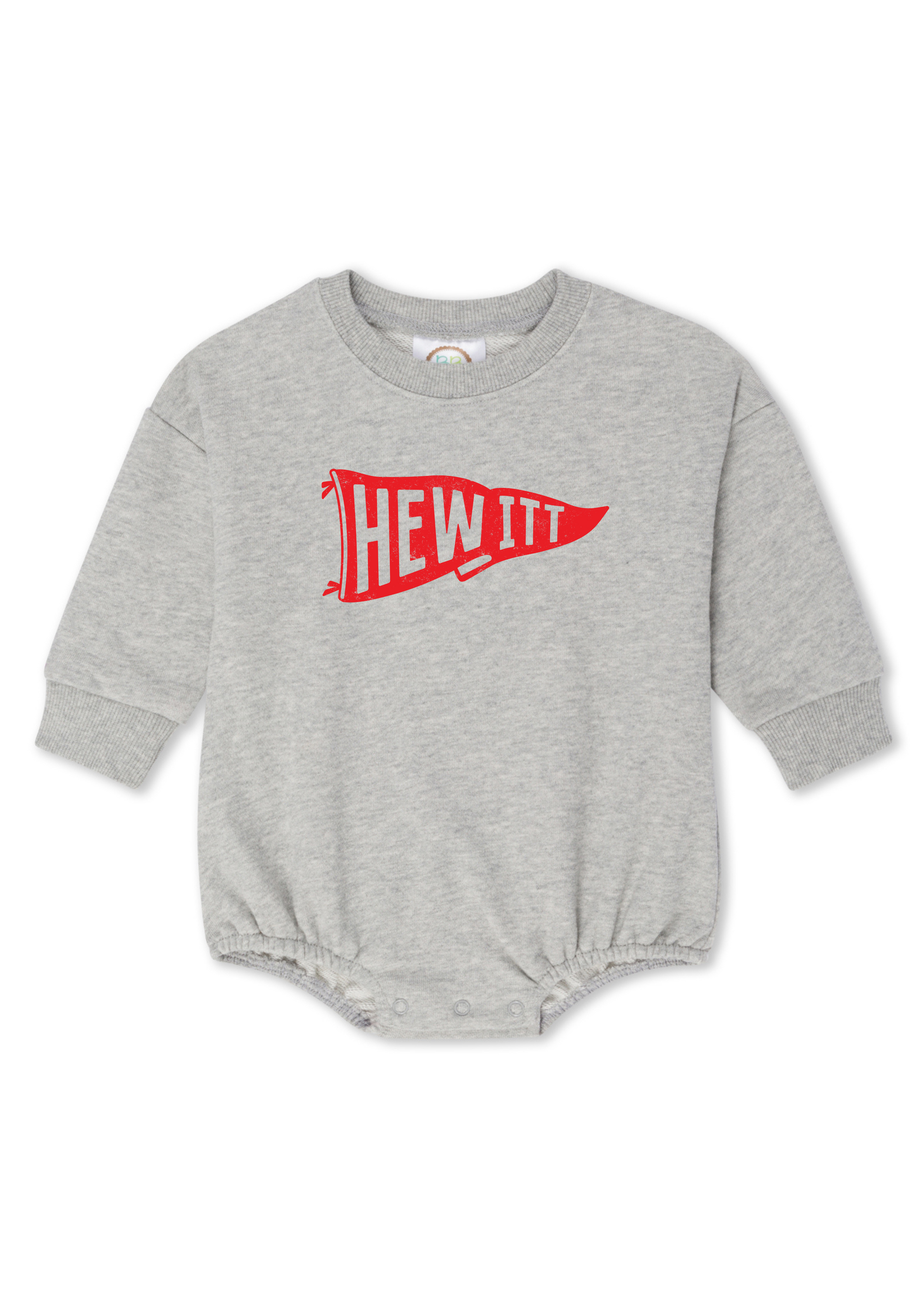 Hewitt Pennant | Sweatshirt Bubble Romper-Sister Shirts-Sister Shirts, Cute & Custom Tees for Mama & Littles in Trussville, Alabama.