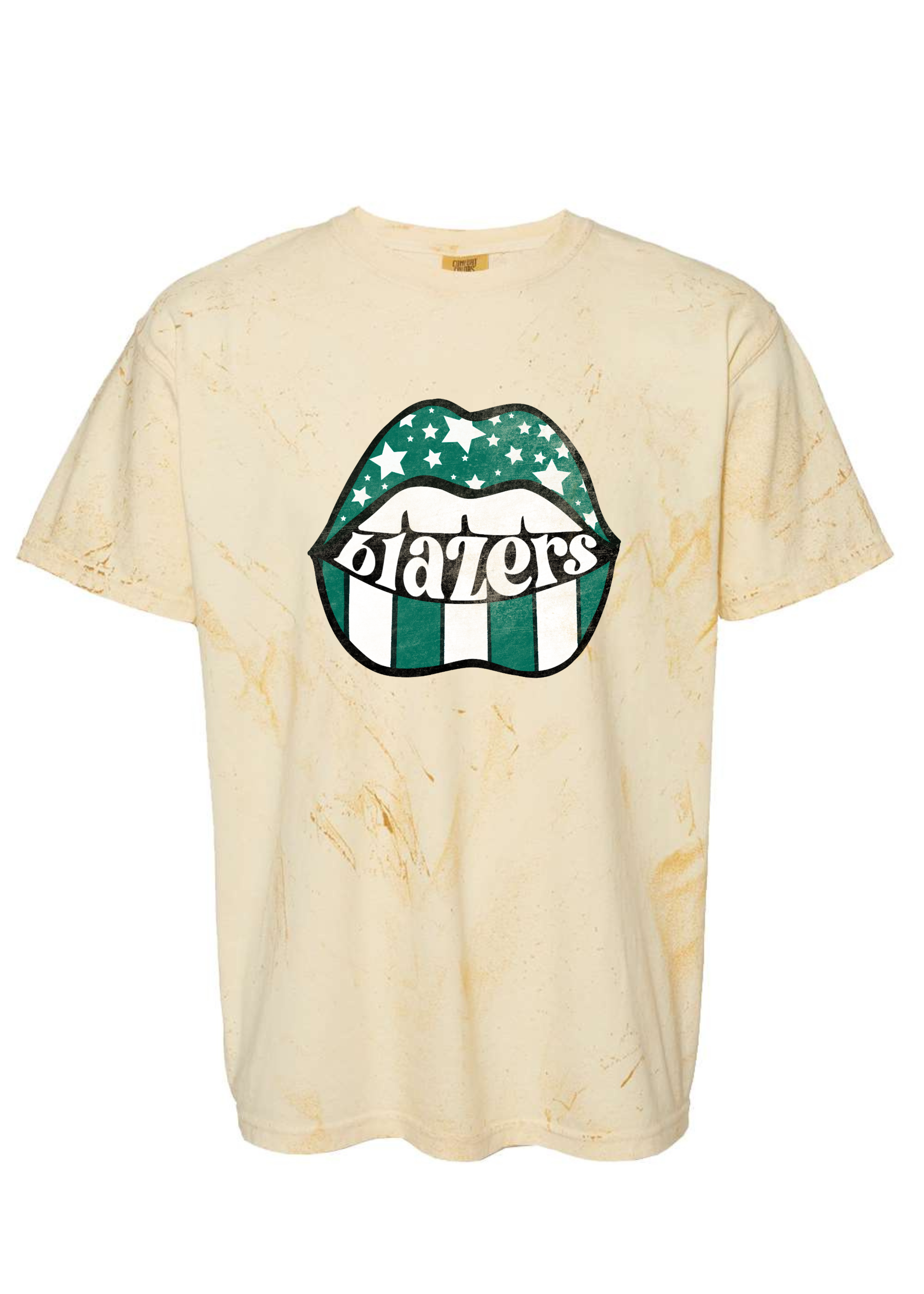 Blazers Distressed Lips | Adult Colorblast Tee-Womens - Tops - Tees-Sister Shirts-Sister Shirts, Cute & Custom Tees for Mama & Littles in Trussville, Alabama.