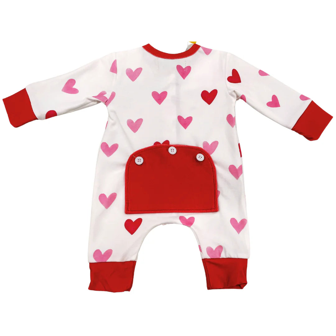 Pink Hearts | One Piece Butt Flap Pajamas-Sister Shirts-Sister Shirts, Cute & Custom Tees for Mama & Littles in Trussville, Alabama.