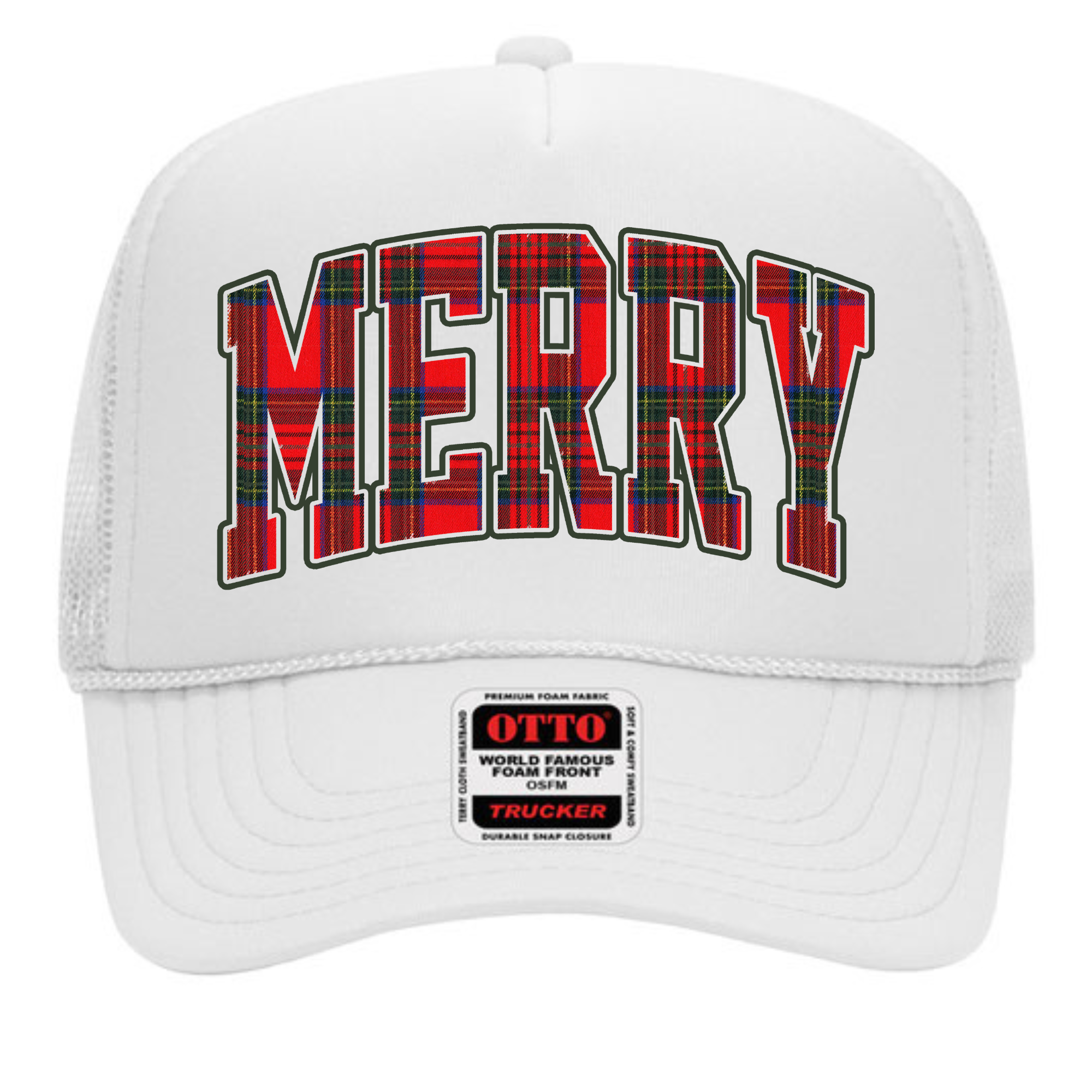 Merry Plaid | Trucker Hat-Sister Shirts-Sister Shirts, Cute & Custom Tees for Mama & Littles in Trussville, Alabama.