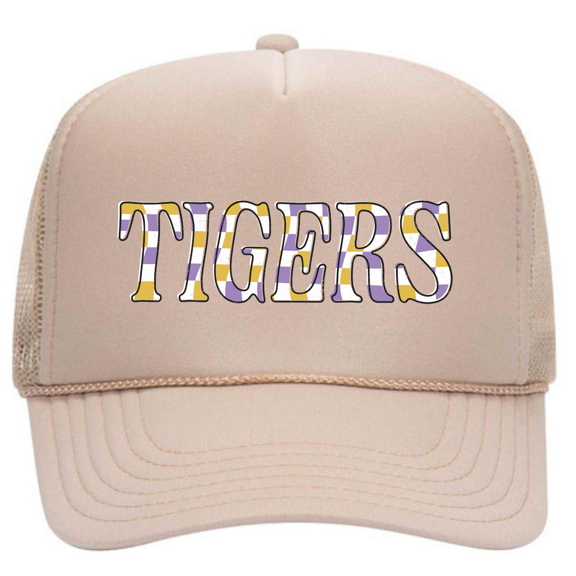 Springville Tigers Checkered | Adult Trucker Hat-Hats-Sister Shirts-Sister Shirts, Cute & Custom Tees for Mama & Littles in Trussville, Alabama.