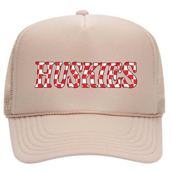 Huskies Checkered | Adult Trucker Hat-Hats-Sister Shirts-Sister Shirts, Cute & Custom Tees for Mama & Littles in Trussville, Alabama.
