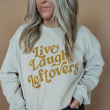 Live, Laugh, Leftovers | Adult Balloon Sleeve Mom Crop Crewneck | RTS-Adult Crewneck-Sister Shirts-Sister Shirts, Cute & Custom Tees for Mama & Littles in Trussville, Alabama.
