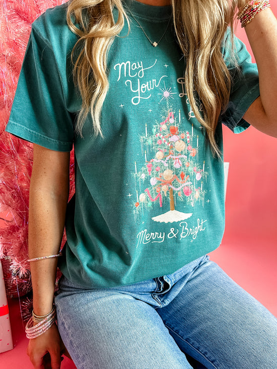 Merry & Bright Tinsel Tree | Adult Tee-Sister Shirts-Sister Shirts, Cute & Custom Tees for Mama & Littles in Trussville, Alabama.